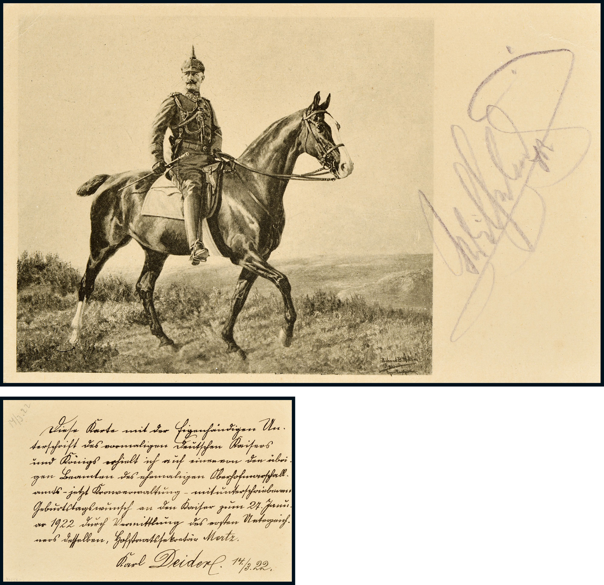 13228 "末代德意志帝国皇帝"威廉二世(wilhelmii)亲笔签名照