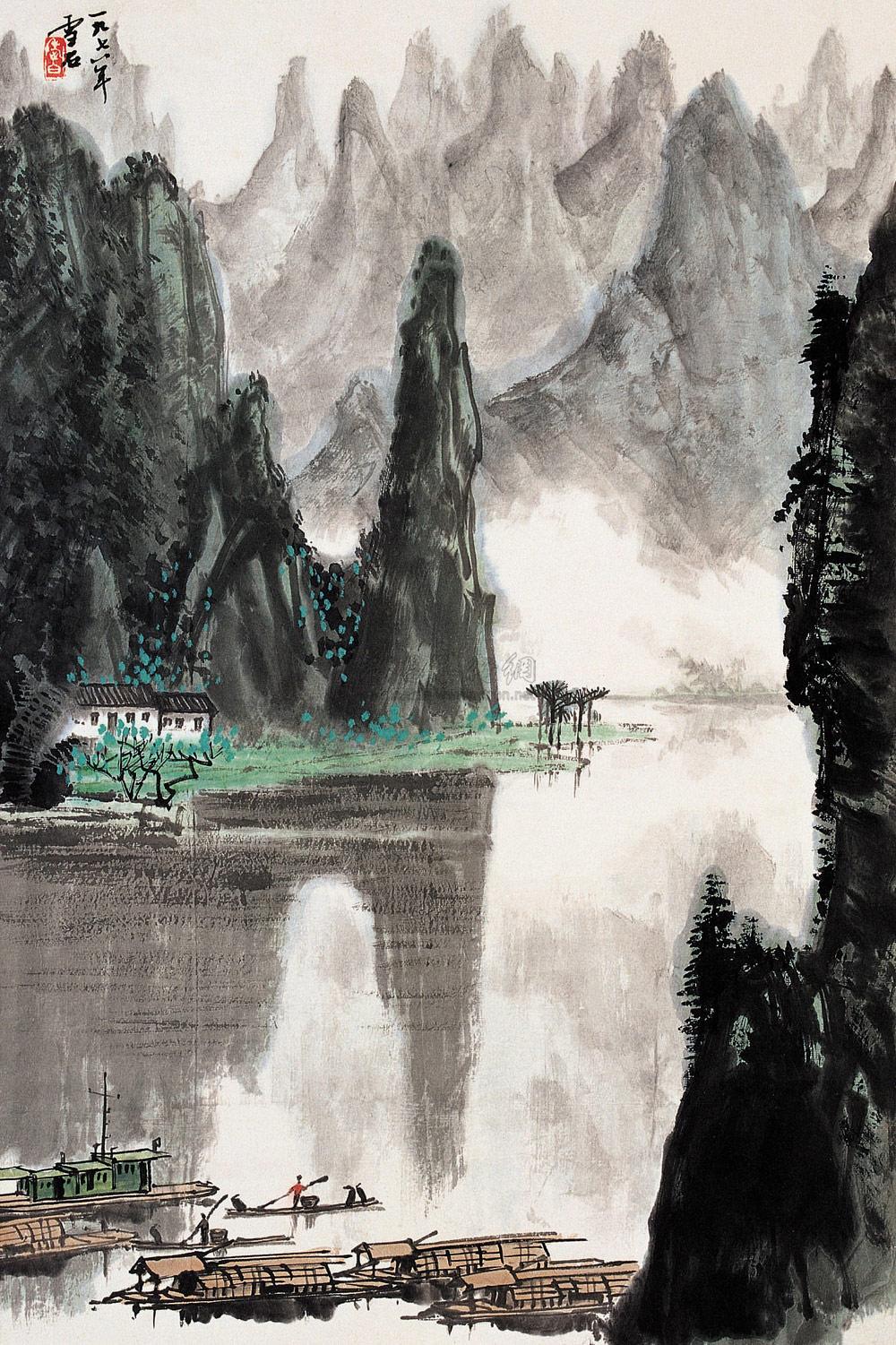【漓江山水 立轴 纸本设色】拍卖品_图片_价格_鉴赏_绘画_雅昌艺术品