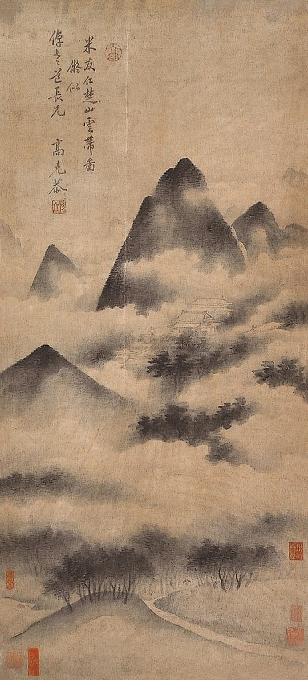0114 米氏山水 立轴 水墨纸本