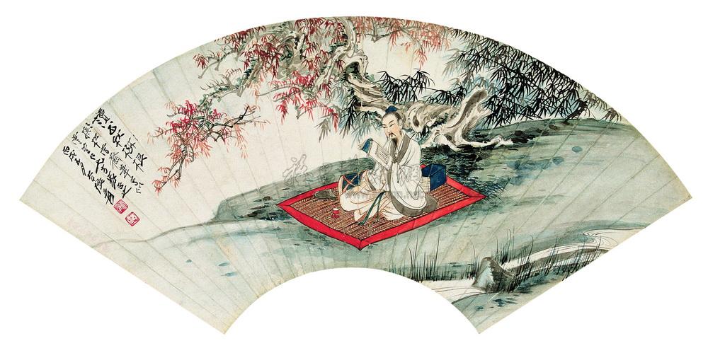 0527 1946年 秋林读书图 镜心 设色纸本