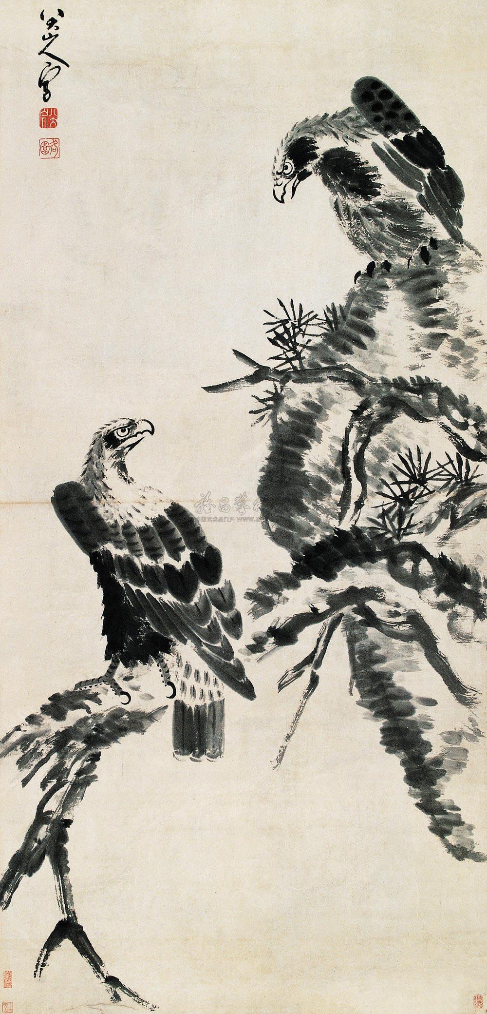 1164 双鹰图 立轴 水墨纸本