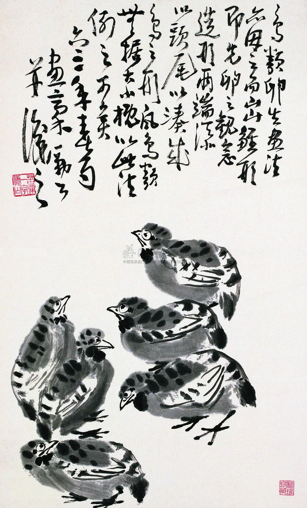 1580 1963年作 鹌鹑 立轴 水墨纸本