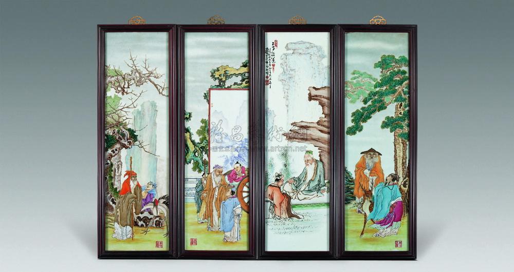 019 希平草庐粉彩人物挂屏 (四件)