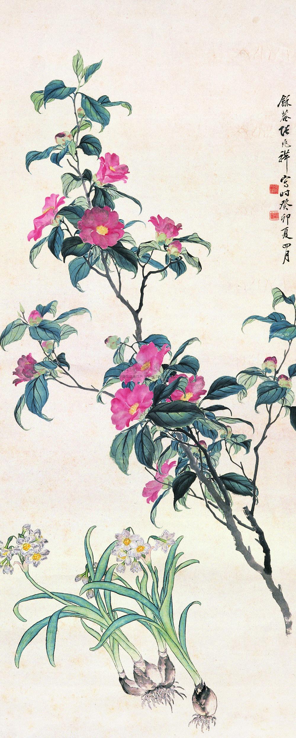 620 1903年作 折枝花卉 立轴 设色纸本
