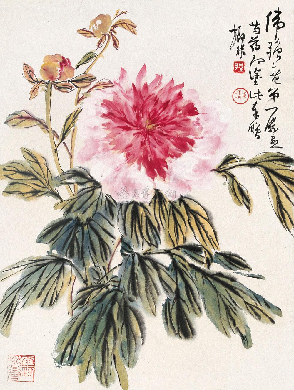 474 芍药图 立轴 设色纸本