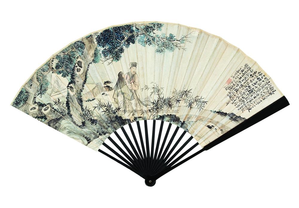 东坡夜游 行书 成扇 设色纸本】拍卖品_图片_价格_鉴赏_绘画_雅昌艺术