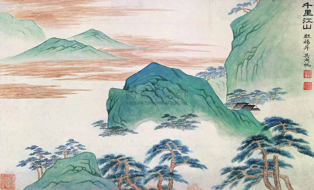 【千里江山图 立轴 设色纸本】拍卖品_图片_价格_鉴赏_绘画_雅昌艺术