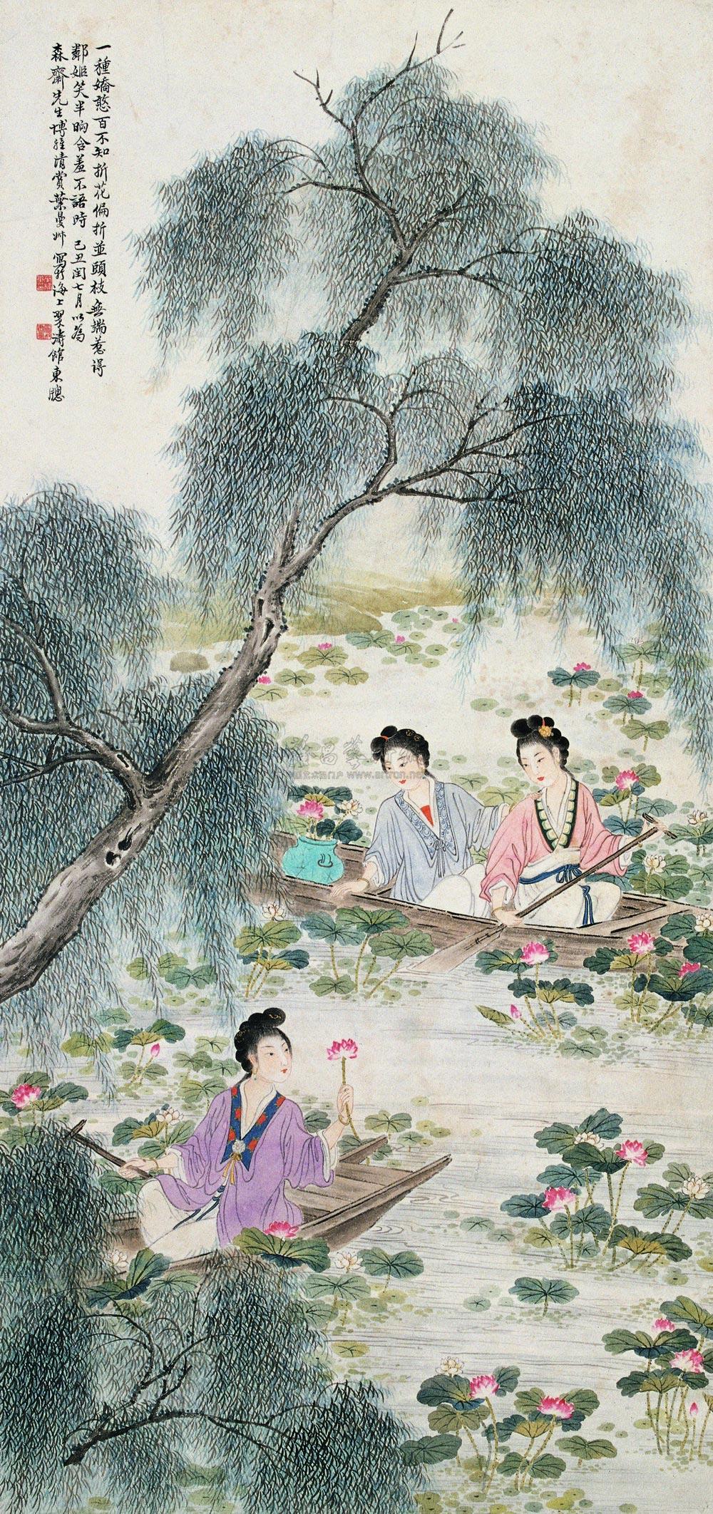 0706 采莲图 立轴 设色纸本