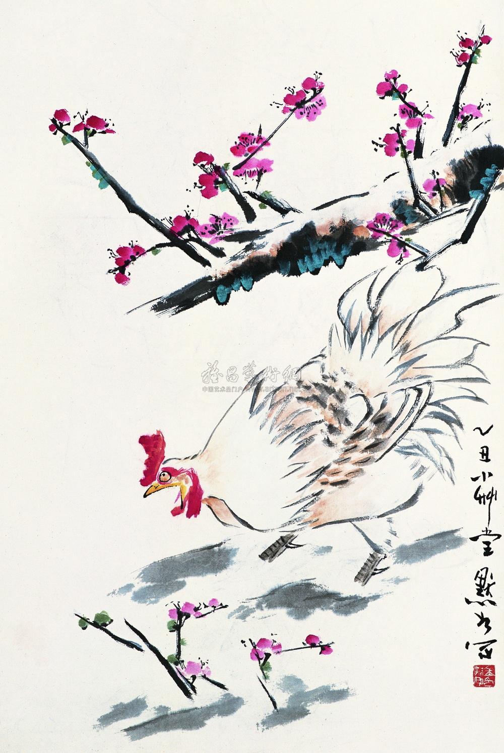 0129 迎春图 立轴 纸本