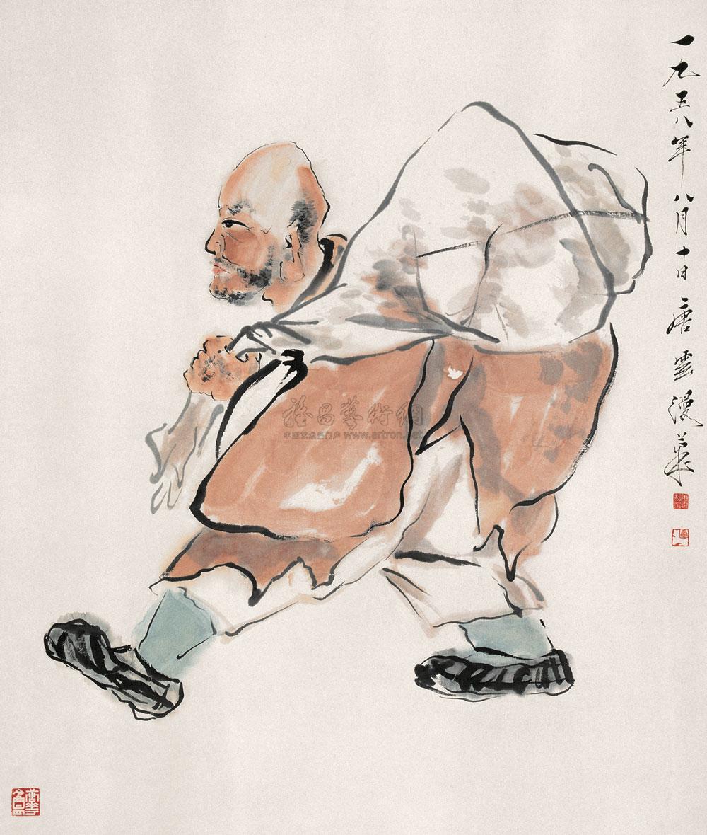 0735布袋和尚图立轴设色纸本