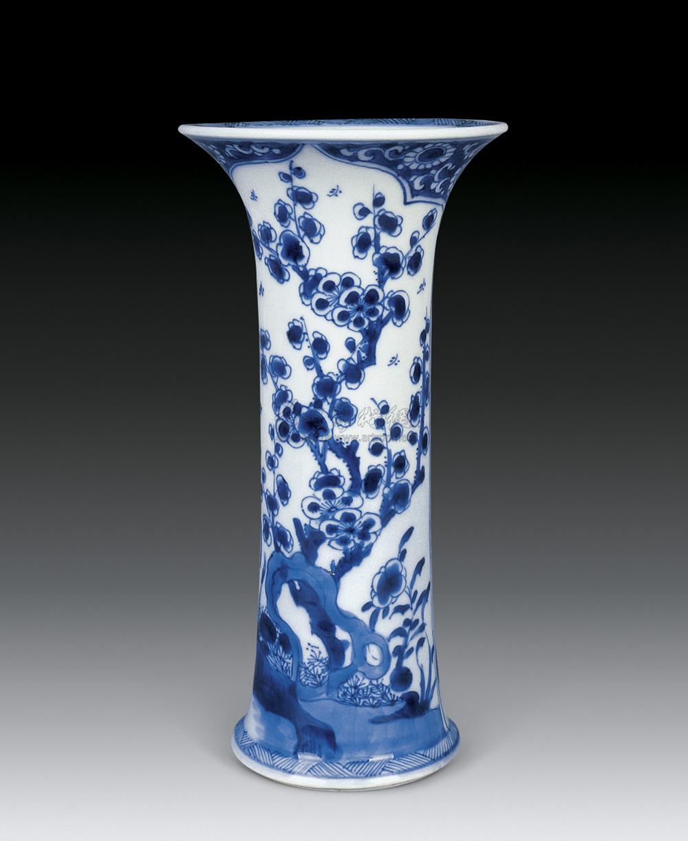 【清康熙 青花花卉花觚】拍卖品_图片_价格_鉴赏_清代青花瓷器_雅昌