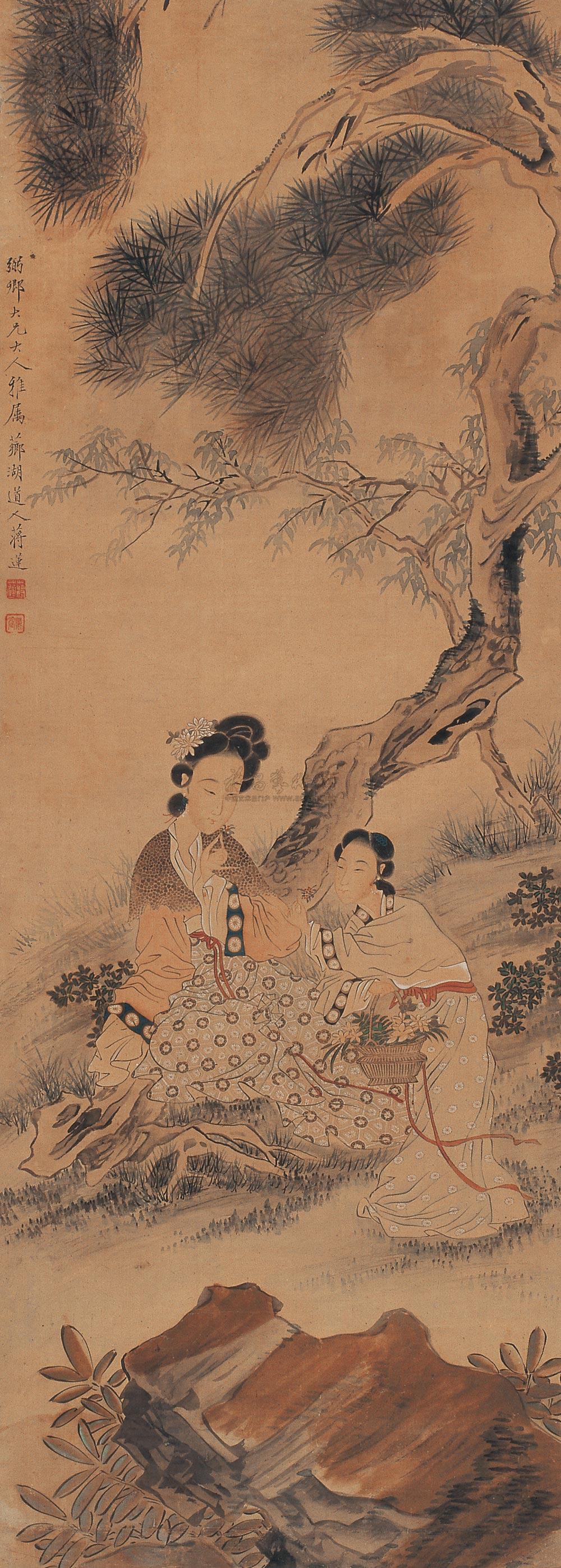 0404 麻姑采药图 立轴 设色绢本