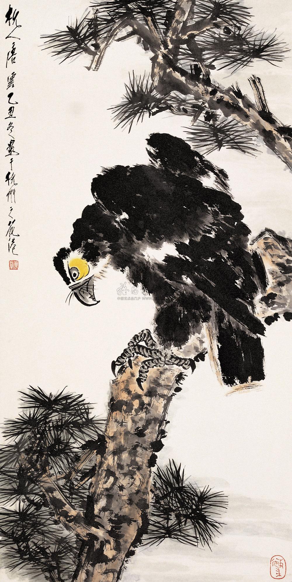 0177 1985年作 松鹰图 立轴 设色纸本