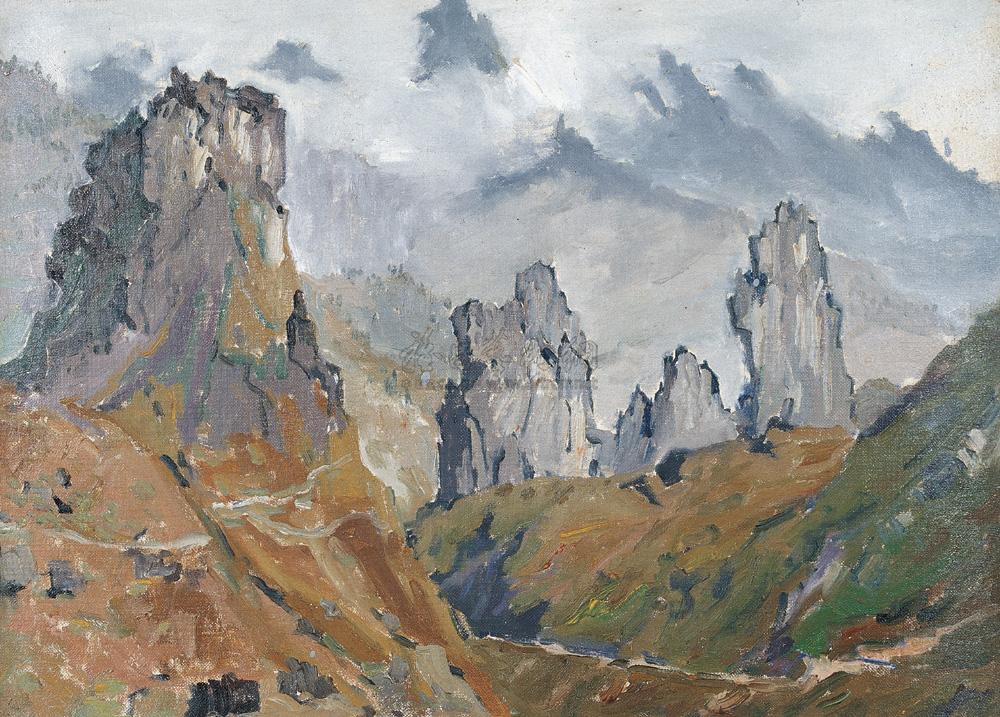 0009 巴山奇石 布面 油画