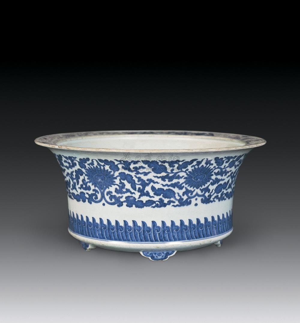 【清 乾隆 青花缠枝莲纹花盆】拍卖品_图片_价格_鉴赏_清代青花瓷器