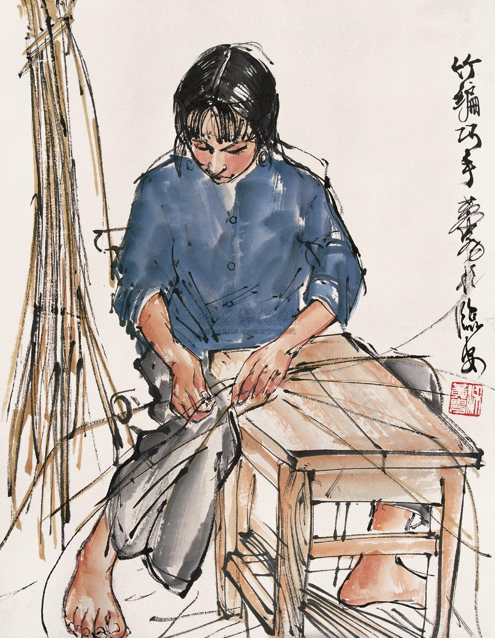 【竹编巧手 镜心 纸本设色】拍卖品_图片_价格_鉴赏_绘画_雅昌艺术品