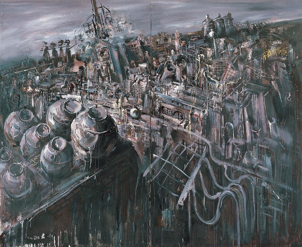 【1996年作 寂寞大工厂 布面 丙稀】拍卖品_图片_价格_鉴赏_油画_雅昌