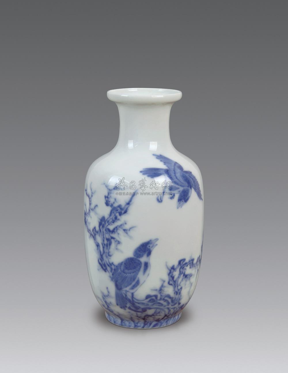 【民国 王步青花花鸟纹瓶】拍卖品_图片_价格_鉴赏_民国瓷器_雅昌艺术