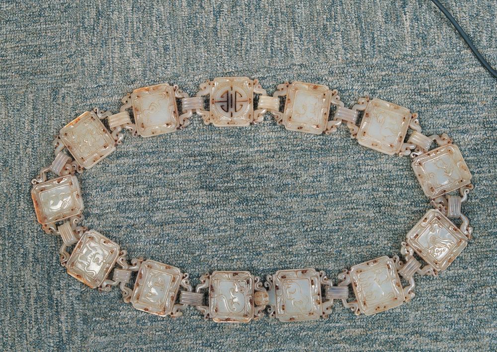 0058 唐 青玉十二生肖玉带