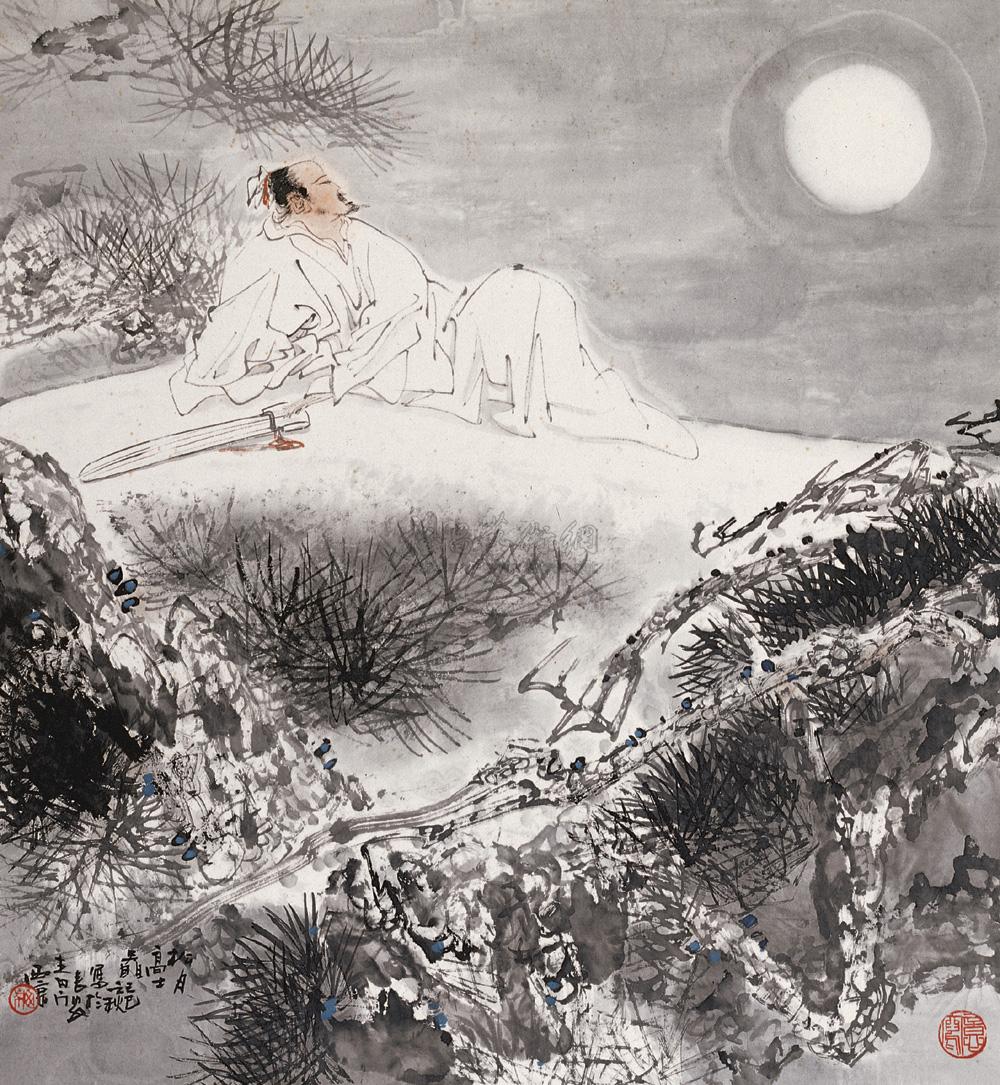 0653 松月高士图 立轴 设色纸本