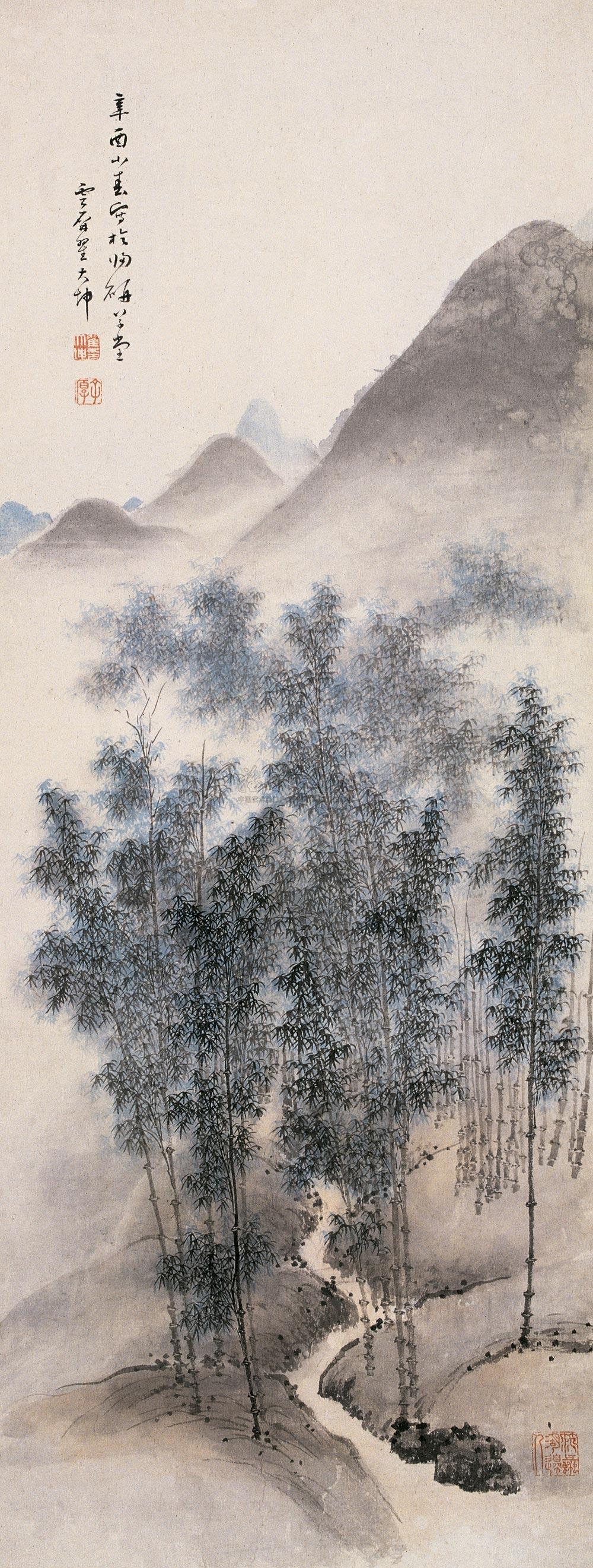 0212 辛酉(1741年)作 竹林小径 立轴 纸本
