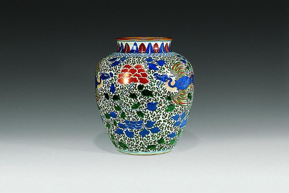 【清光绪 青花五彩凤穿花罐】拍卖品_图片_价格_鉴赏_清代青花瓷器