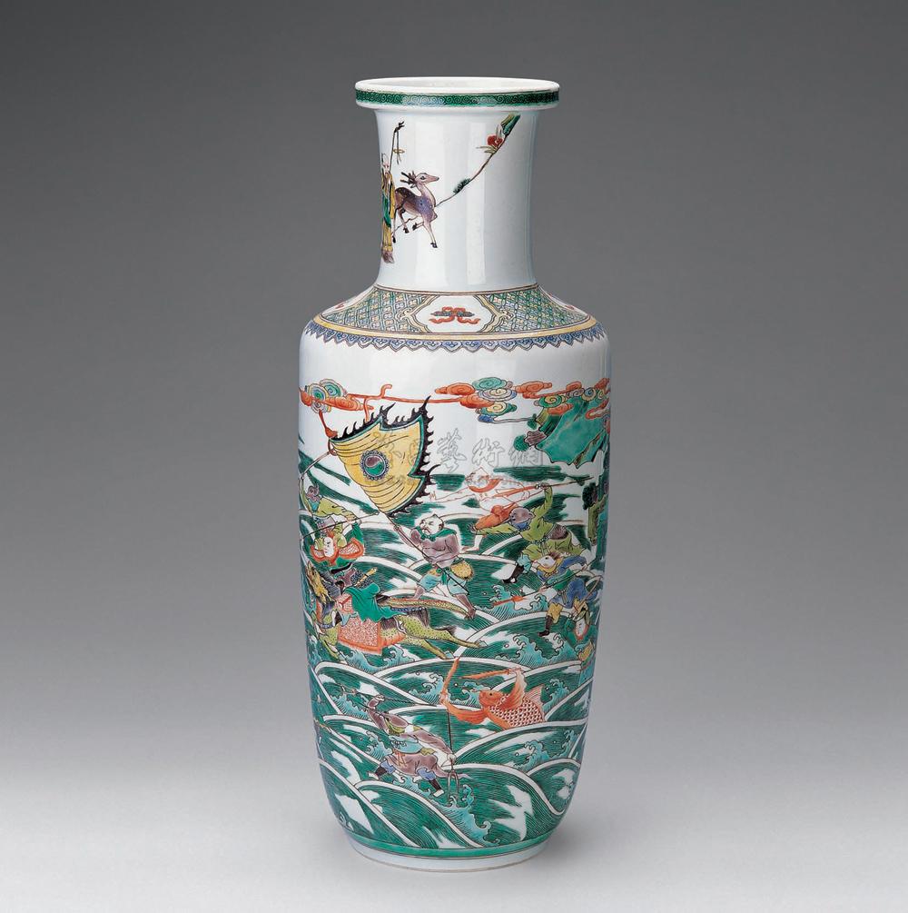 【清光绪 五彩哪咤闹海棒槌瓶】拍卖品_图片_价格_鉴赏_清代五彩瓷器