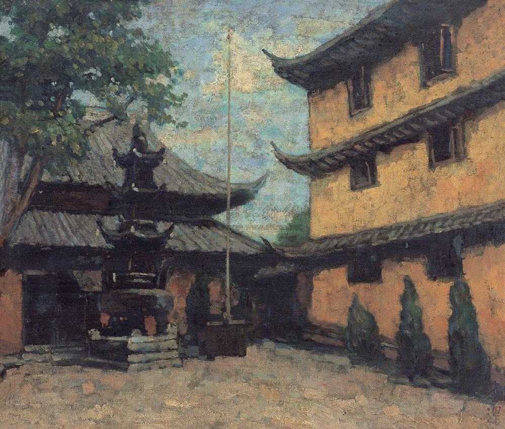0024 1940年作 寺庙风景 布面 油彩