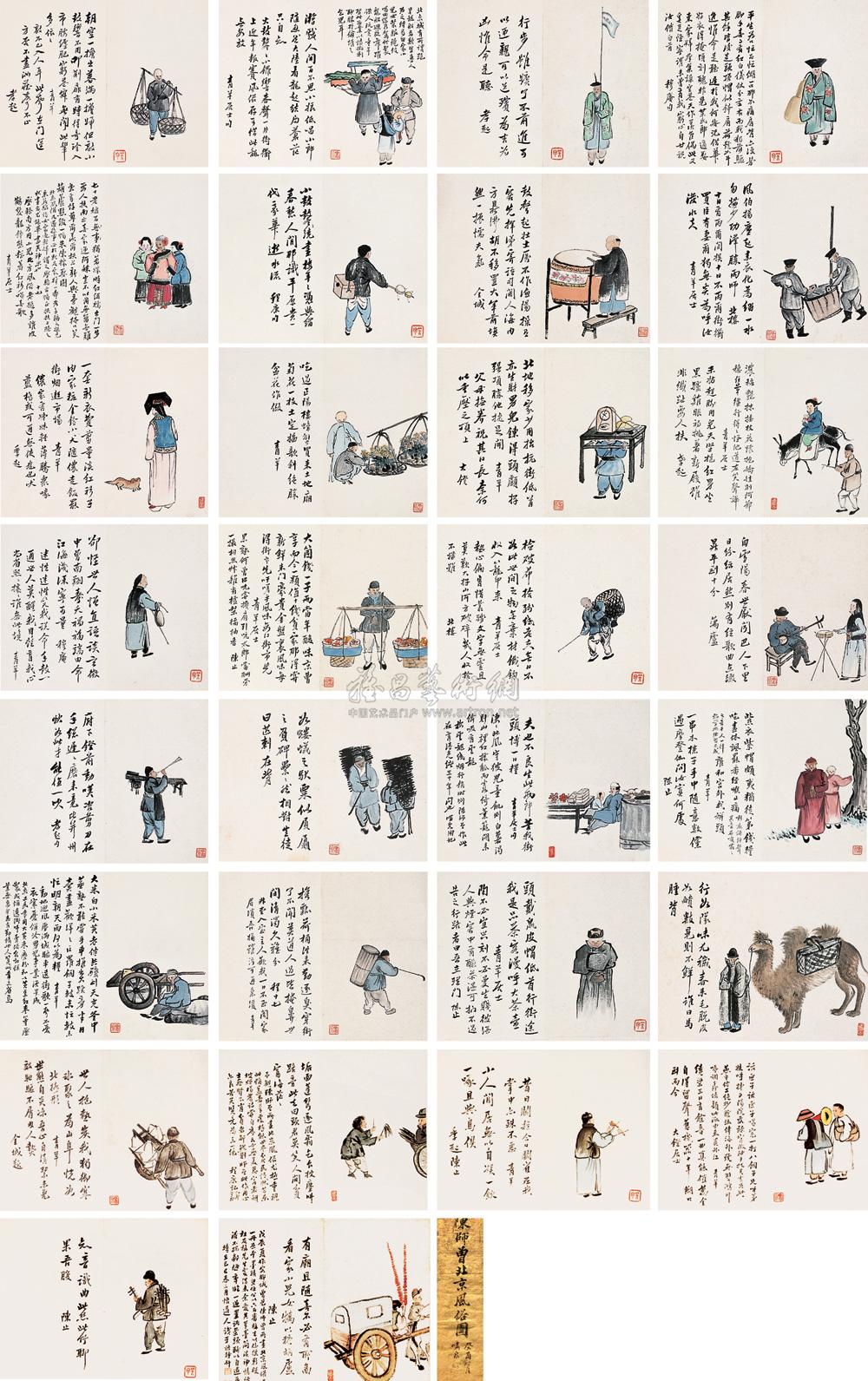 0977 临陈师曾北京风俗图 册页 设色纸本