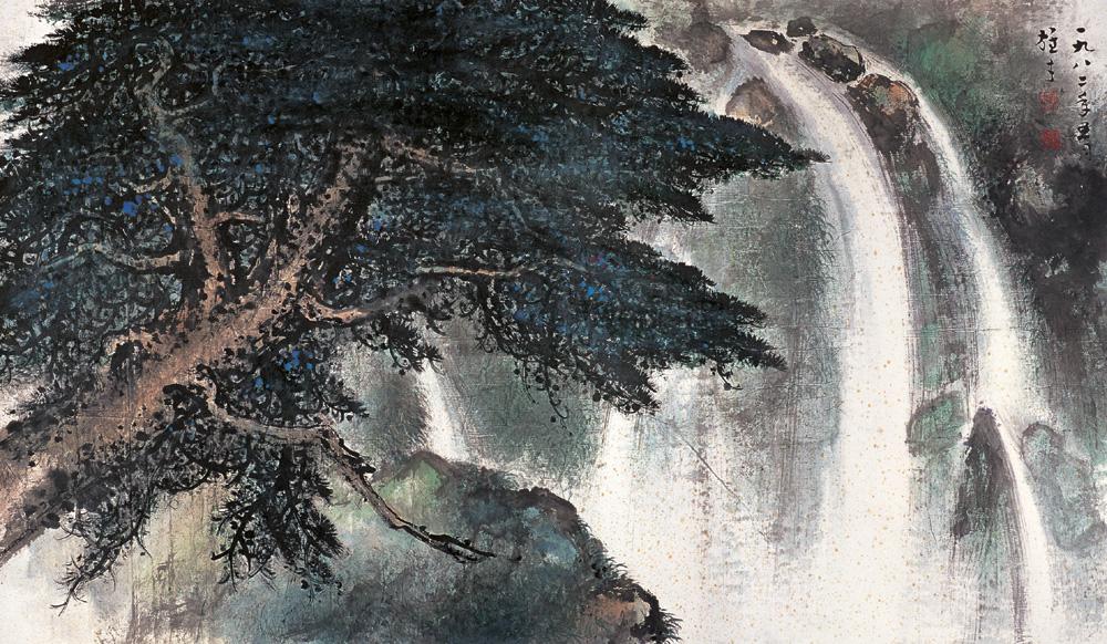 【松泉飞瀑图 镜心 设色纸本】拍卖品_图片_价格_鉴赏_绘画_雅昌艺术