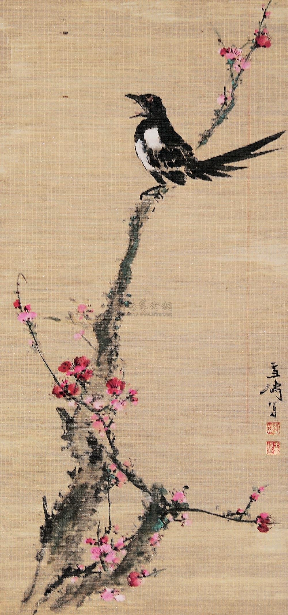 0263 梅花喜鹊 立轴 设色纸本