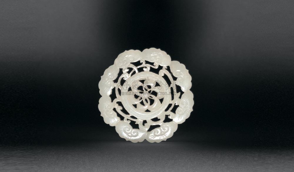 0439 清 白玉同心结饰件