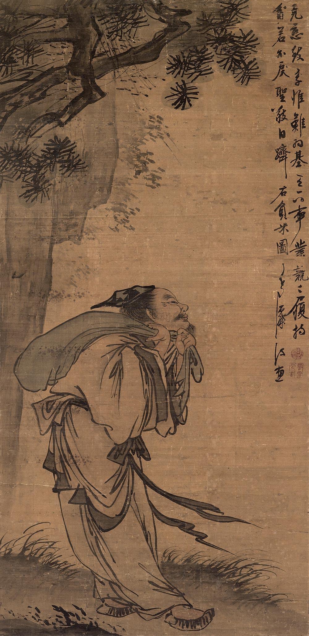 0899 负米图 立轴 设色绢本