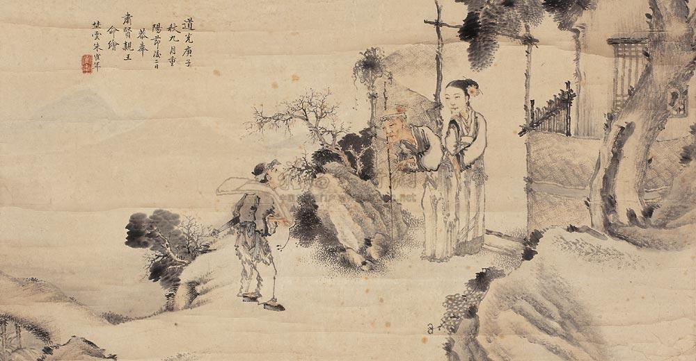 0337 孝母图 立轴 设色纸本