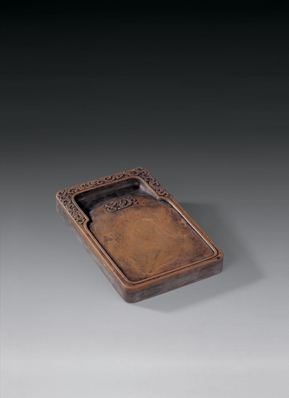 0110 清康熙 松花石龙凤纹砚