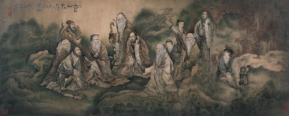 0107 2000年作 香山九老图 镜心 设色纸本