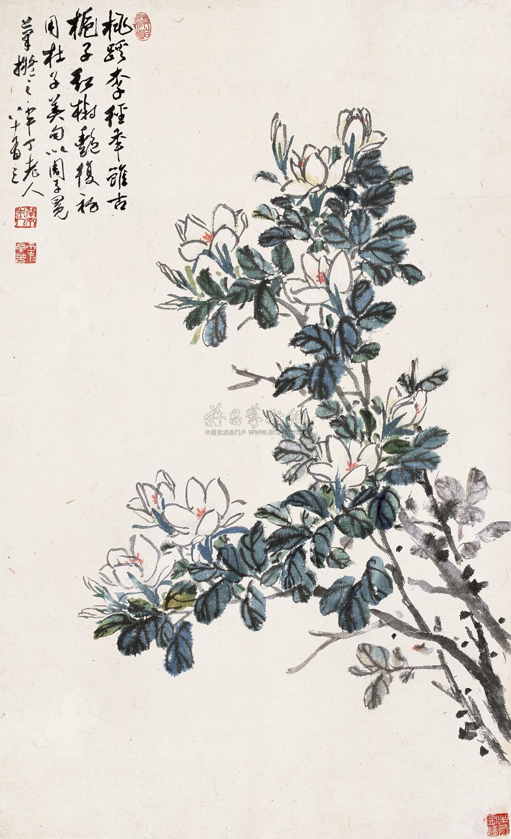 0026 栀子花 镜心 纸本