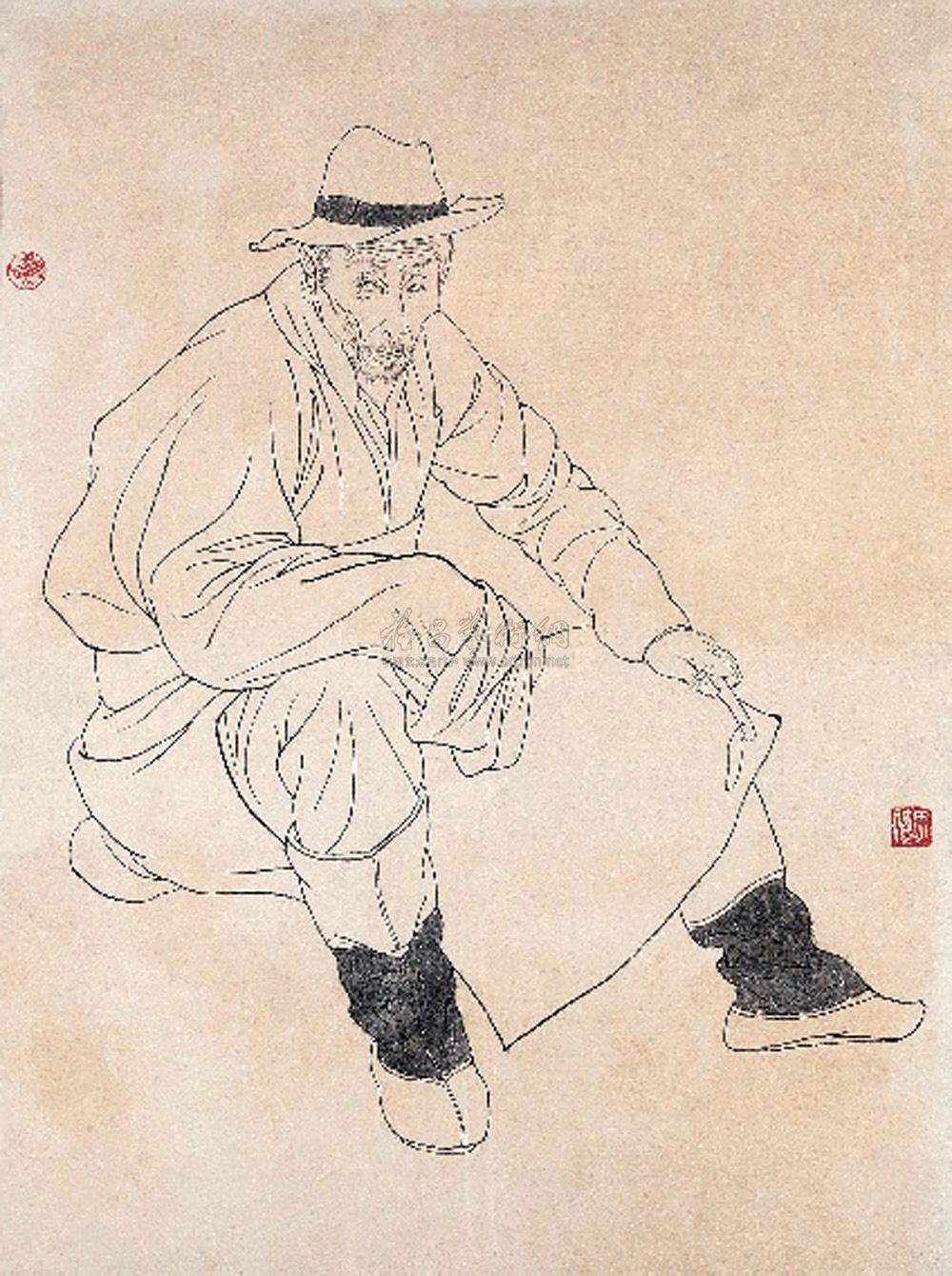 【藏族老人 镜心 白描纸本】拍卖品_图片_价格_鉴赏_绘画_雅昌艺术品