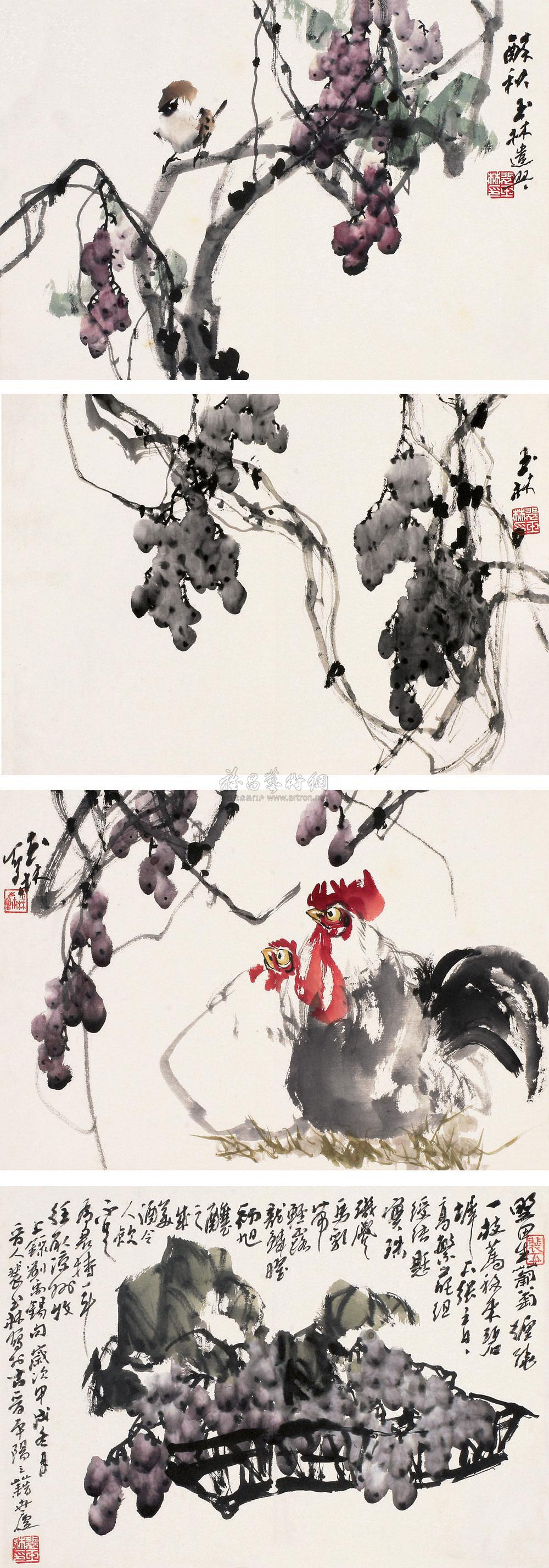 0481 葡萄 册页 (二十二开选四) 设色纸本