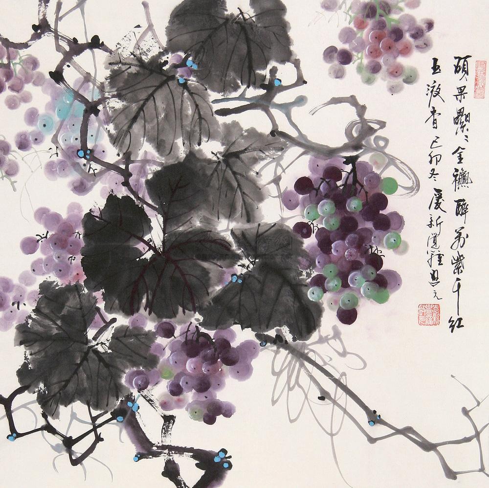 0058 葡萄 立轴 设色纸本