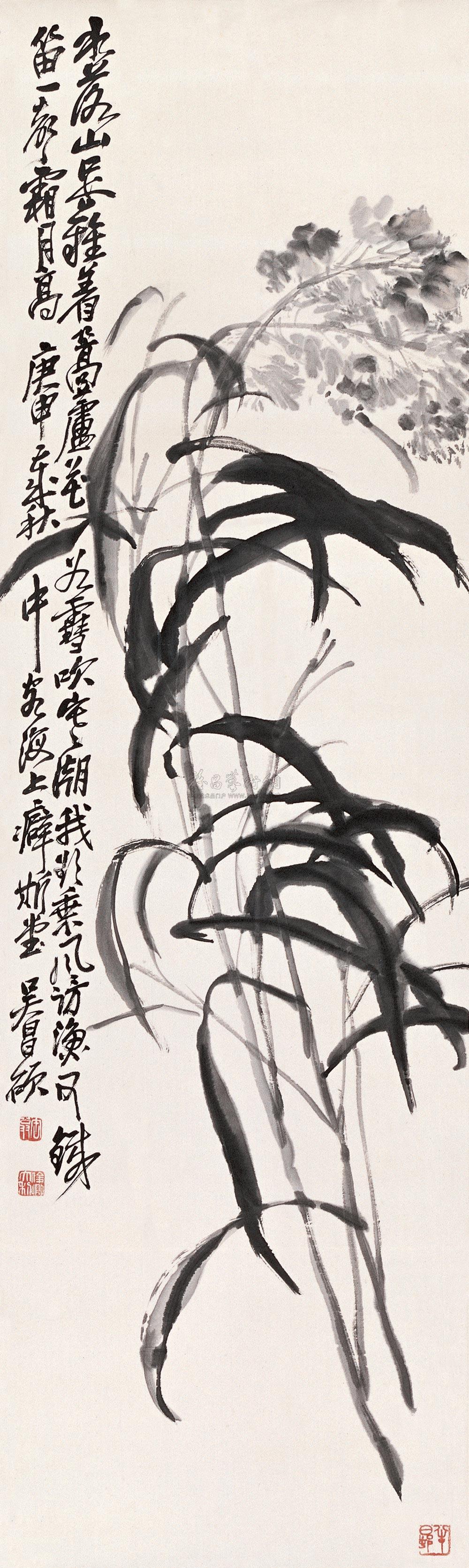 0153 1920年作 芦花 立轴 水墨纸本