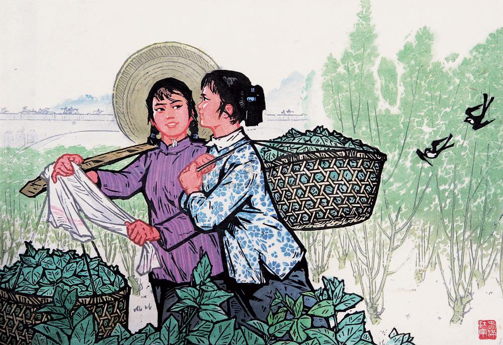 0510 乡村四月 套色木刻 版画