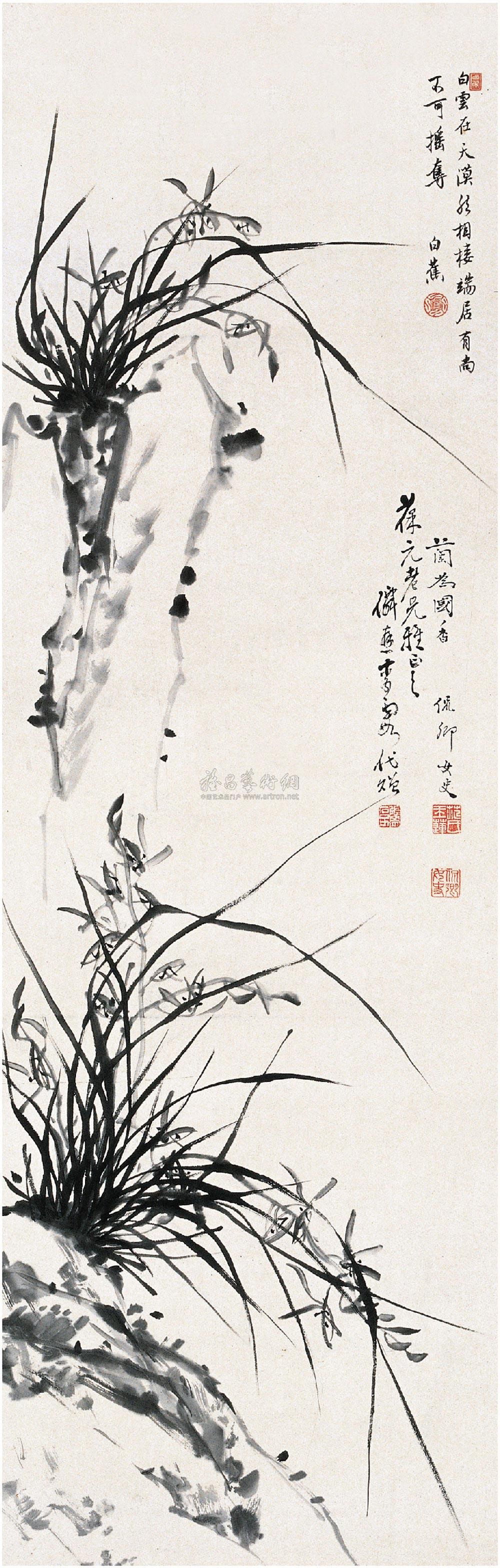0294 兰石图 立轴 水墨纸本
