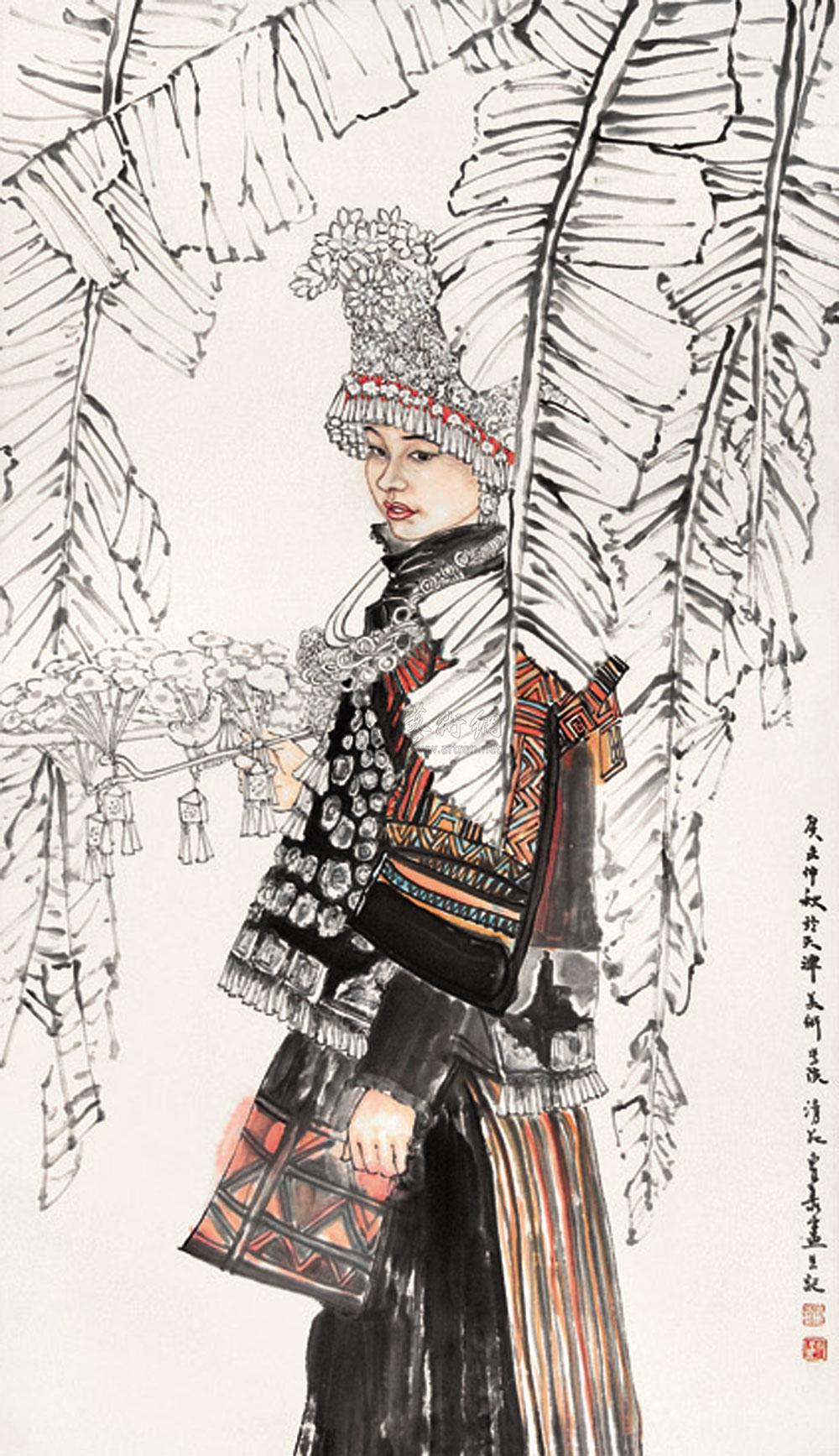 【民族少女 纸本立轴】拍卖品_图片_价格_鉴赏_绘画_雅昌艺术品拍卖网