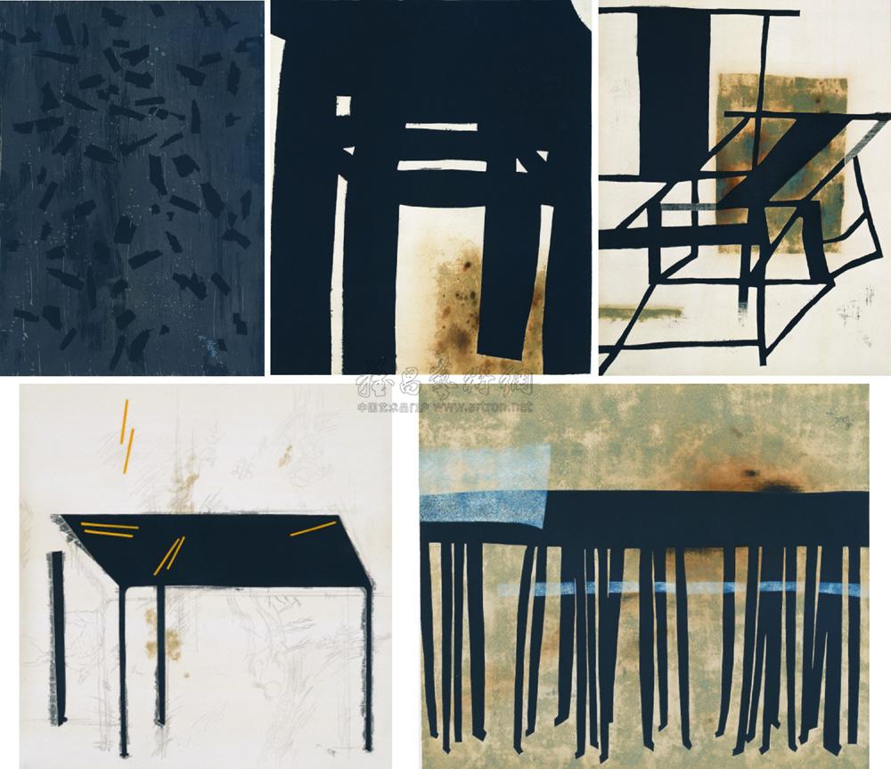 三双半筷子30/50,六张桌子31/50,小板凳31/50,自己和影子30/50 版画