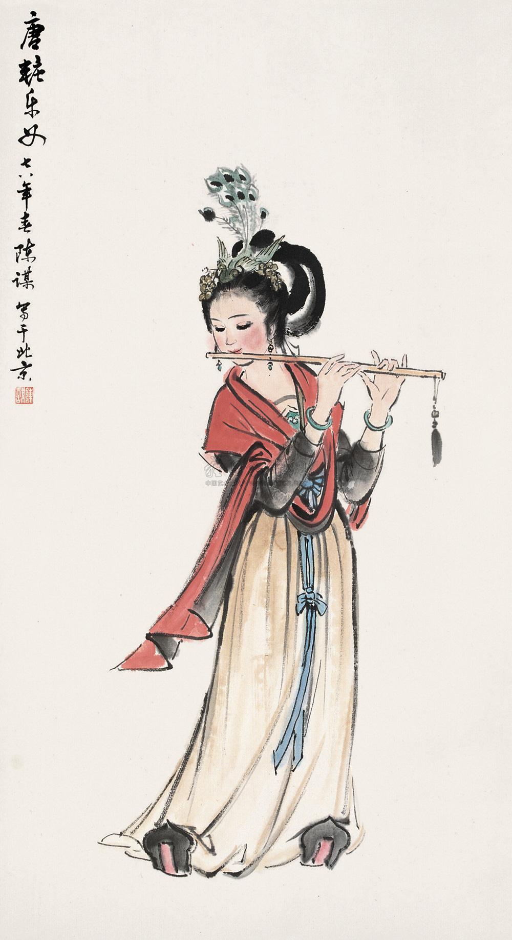 0520 1978年作 唐妆乐女 立轴 设色纸本