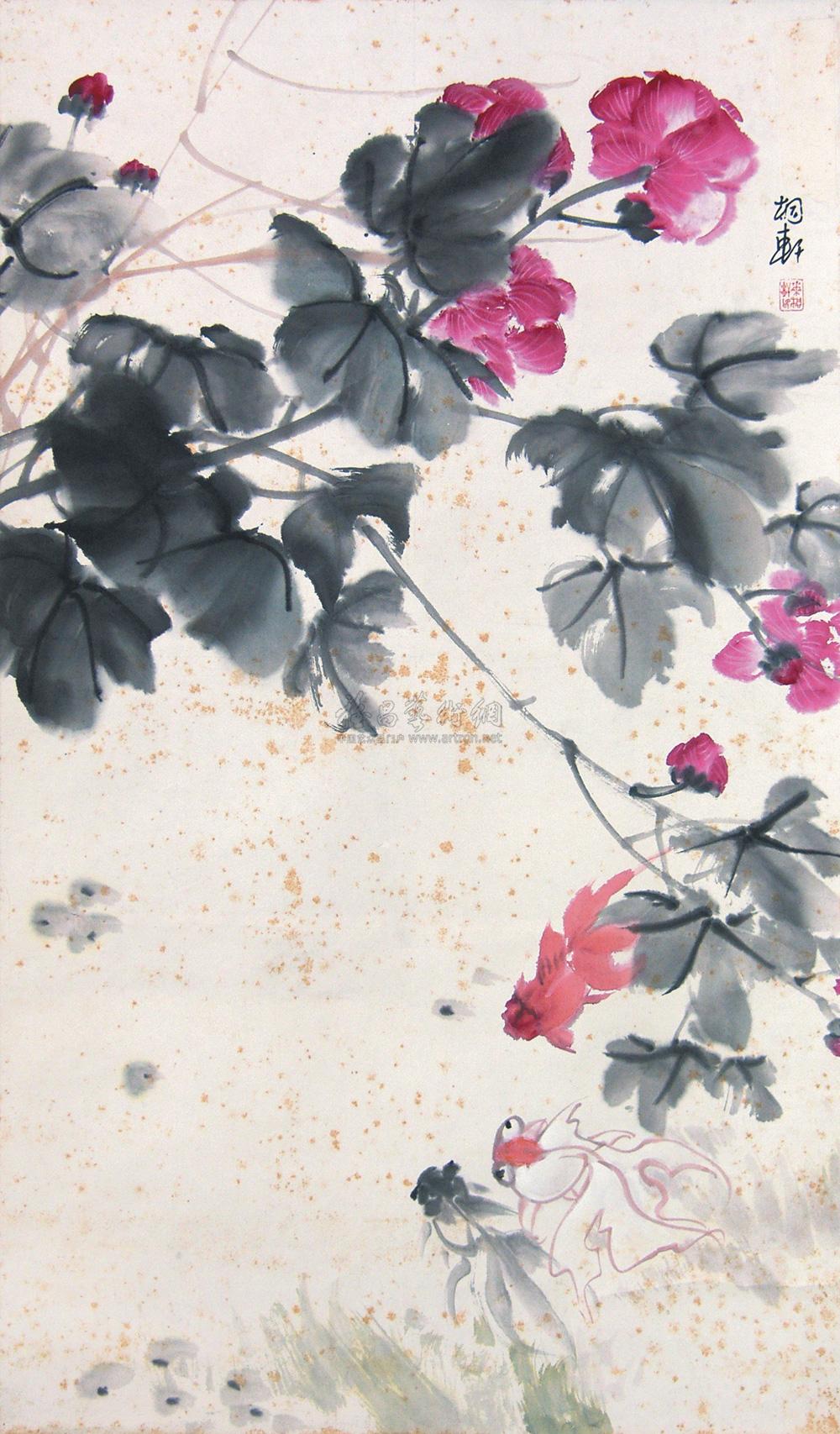 【芙蓉金鱼 立轴 设色纸本】拍卖品_图片_价格_鉴赏_绘画_雅昌艺术品