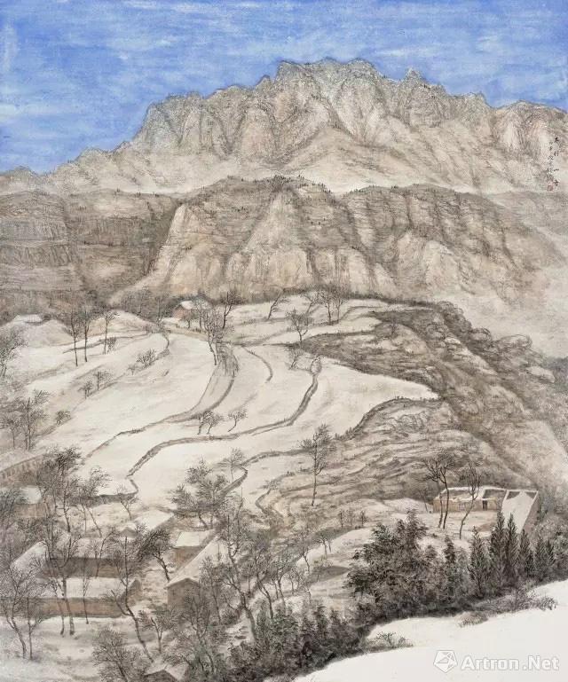 国画太行山雪景图片