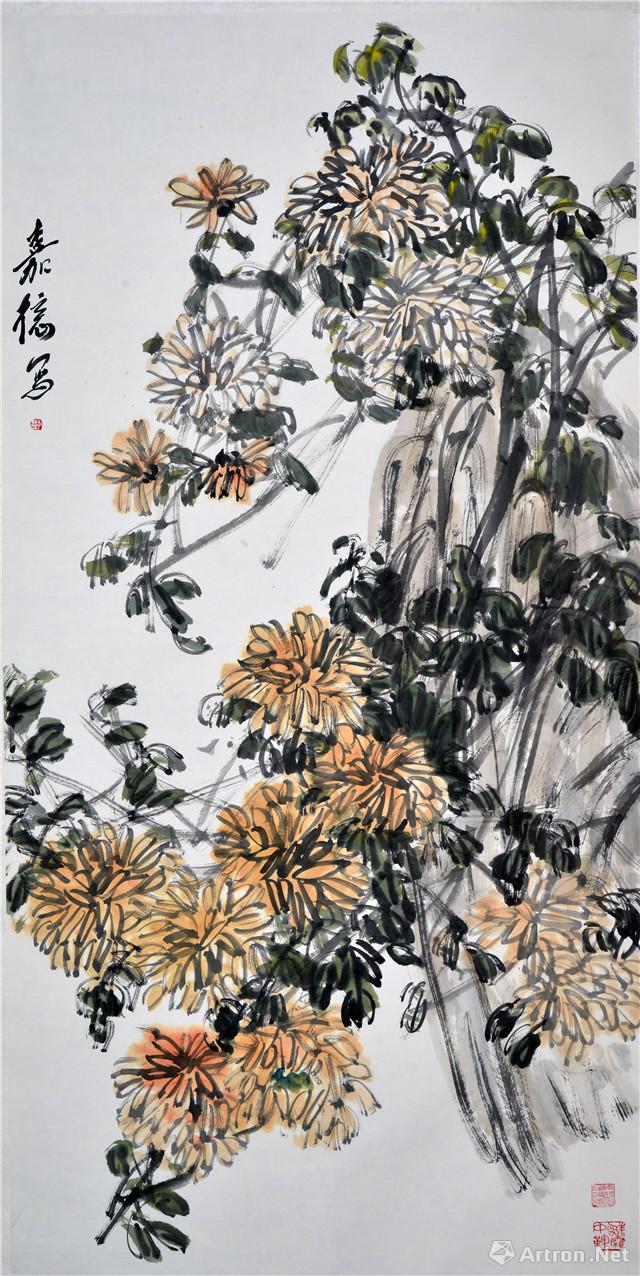 《菊花 邓嘉德 68x68cm 2008年 纸本水墨设色