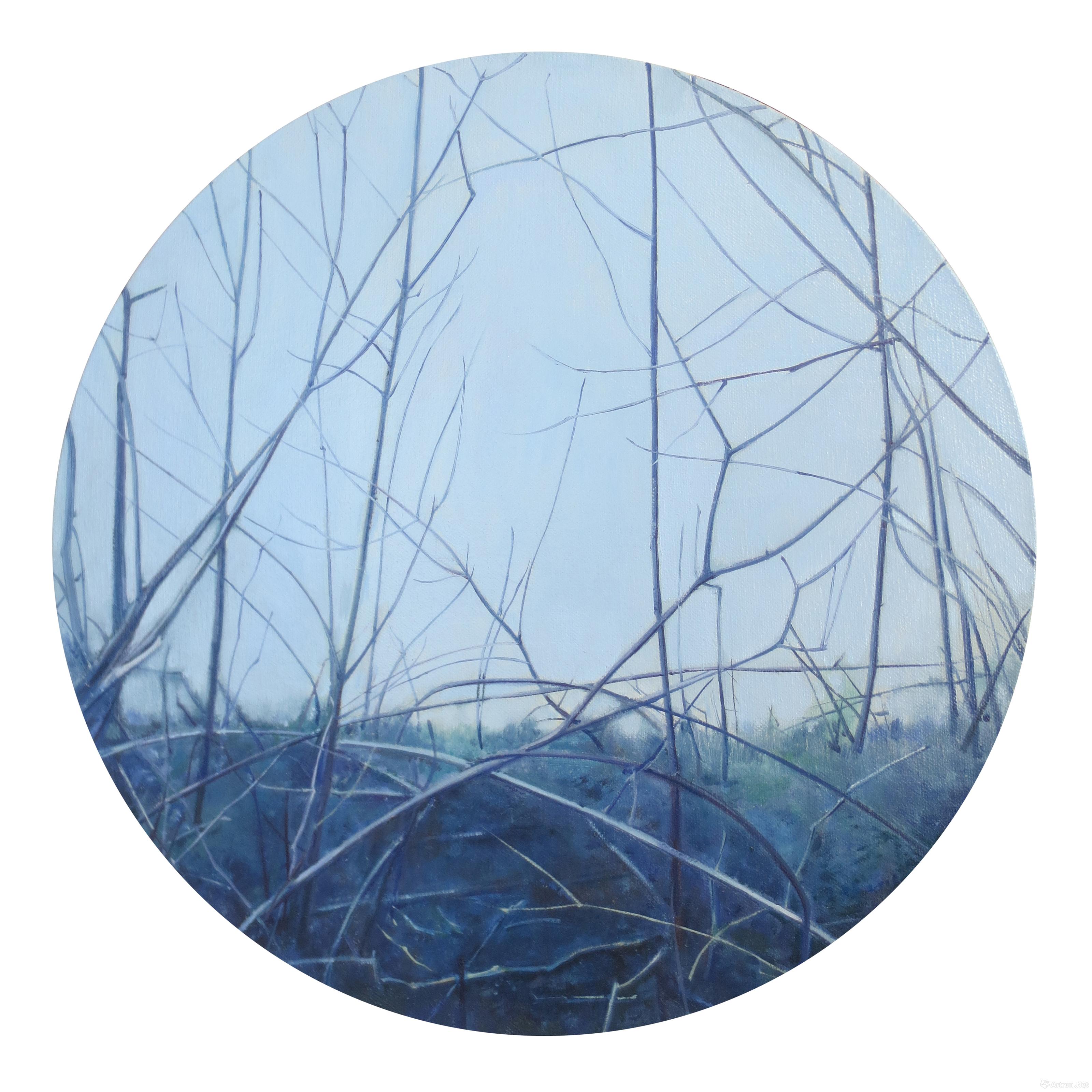 《树丛》   王超 直径50cm  2016年 布面油画